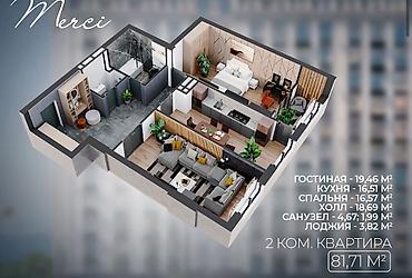 жк гармония: Строится, Элитка, 2 комнаты, 82 м² — 7