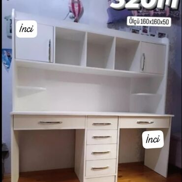 Sifarişlə yazı masaları: Dördbucaq masa, Stul ilə, Polkalı, Siyirməli, Azərbaycan, Sadə laminat — 13