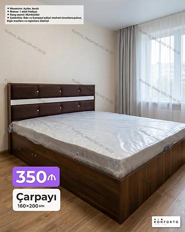 Ev və bağ: Çarpayı – 160×200 sm - Mexanizm: açılan, bazalı (geniş saxlama yeri) — 1