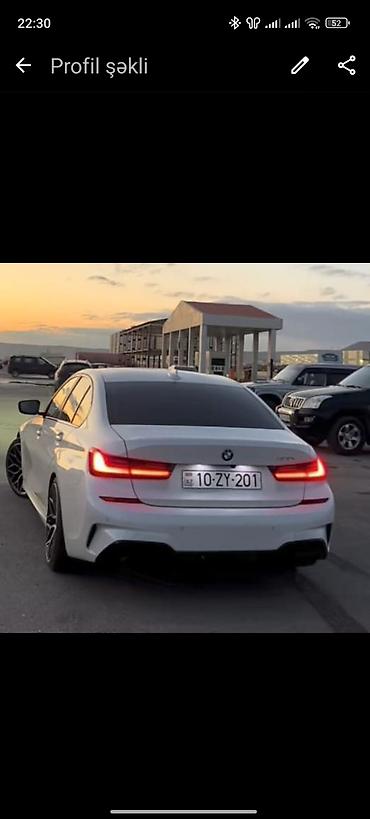 BMW 3 Series sedan – ağ rəngdə, dinamik və eleqant dizayn. Arxa