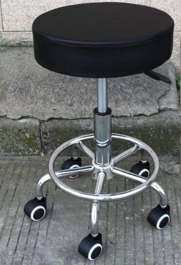 Stolice: Barska/kozmetička stolica na točkiće – okruglo sedište - Okruglo — 2