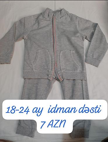 kişi svitşotları: Uşaq idman dəsti - Ölçü: 18–24 ay - Rəng: Açıq boz - Komplekt — 1