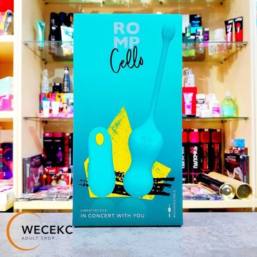 Товары для взрослых: Виброяйцо Romp Cello с пультом ДУ, бирюзовое - Romp Cello -