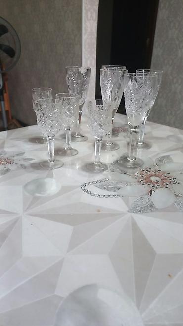 купить фужеры: Набор гранёных бокалов/рюмок из прозрачного стекла (резной узор). - — 1