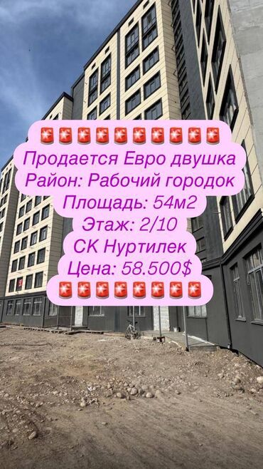 Продажа участков: 2 комнаты, 54 м², Элитка, 2 этаж, ПСО (под самоотделку)