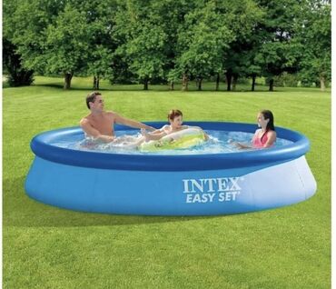 бассейн пластик: Надувной бассейн Intex размером 366х76 см - модель синего цвета с