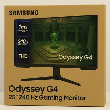 Monitorlar: Samsung Odyssey G4 25" 240 Hz Gaming Monitor – Təzə, Qutuda Qiymət