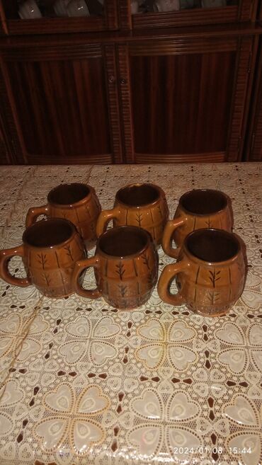 keramik qablar: Fincanlar, rəng - Qəhvəyi, 6 ədədli dəst, 200 ml