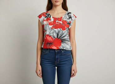 czerwone bluzki: Women's blouse, size L