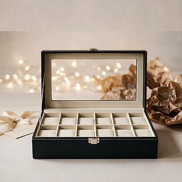 Наручные часы: 12 bölməli lüks saat qutusu . ENDIRIM EDILƏCƏK. Material: Premium PU — 3