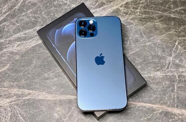 Apple iPhone: IPhone 12 Pro, Б/у, 512 ГБ, Pacific Blue, Защитное стекло, Чехол, Коробка, 81 %