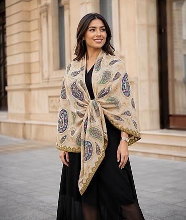 Baş geyimləri: Şərf Kelagayi buta naxışlı шарф женский Material: yüngül və zərif — 1