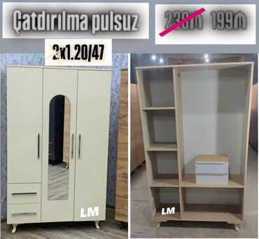 Dolablar: Üç qapılı dolablar 18'Lik laminatla (içi dsp) Qiymət : 199₼ Yüksək