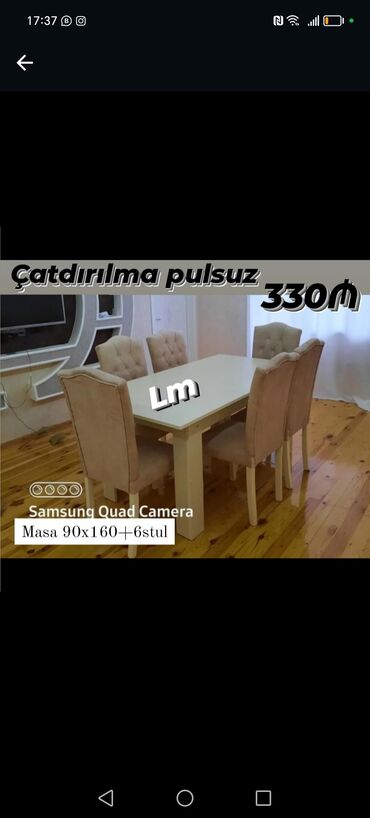 Masa və oturacaq dəstləri: Qonaq otağı üçün, Yeni, Açılan, Dördbucaq masa, 6 stul -da lalafo.az — 26 Masa və oturacaq dəstləri: Qonaq otağı üçün, Yeni, Açılan, Dördbucaq masa, 6 stul — 26
