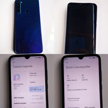 Elektronika: Xiaomi Redmi Note 8 | İşlənmiş | 128 GB | rəng - Göy
| Barmaq izi, İki sim kartlı at lalafo.az Elektronika: Xiaomi Redmi Note 8 | İşlənmiş | 128 GB | rəng - Göy
| Barmaq izi, İki sim kartlı