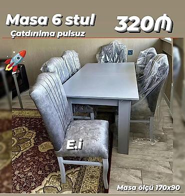 restoran stullari: Qonaq otağı üçün, Yeni, Açılmayan, Dördbucaq masa, 6 stul — 1