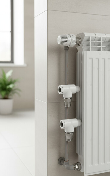 батареи биметалл: Комплект для подключения радиатора RTP №4, 25×3/4", уголок