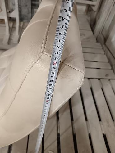 mebel materialı: Ağ rəngli lounge/şezlong kreslo - Material: temiz dəri üzlük — 4