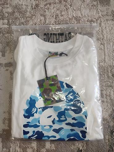 зипка bape: Футболка A Bathing Ape (BAPE) - Цвет: белый-синий - Принт: крупный — 4