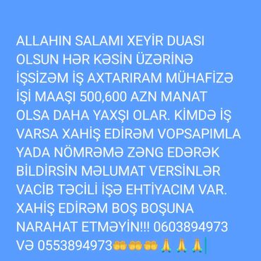 Mühafizə, təhlükəsizlik: Mühafizəçi, Kişi, 35 yaş, Təcrübəsiz — 8