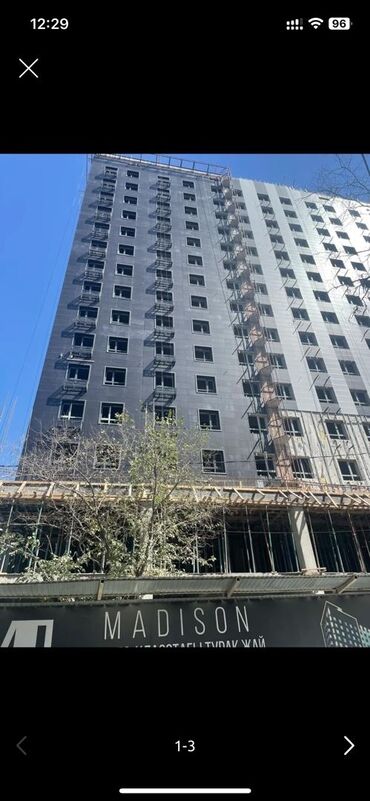 недостроенные дома в бишкеке: 1 комната, 52 м², 16 этаж, ПСО (под самоотделку)