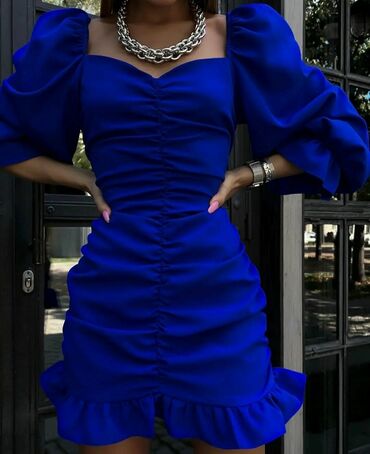 синие вязаное платье: Повседневное платье