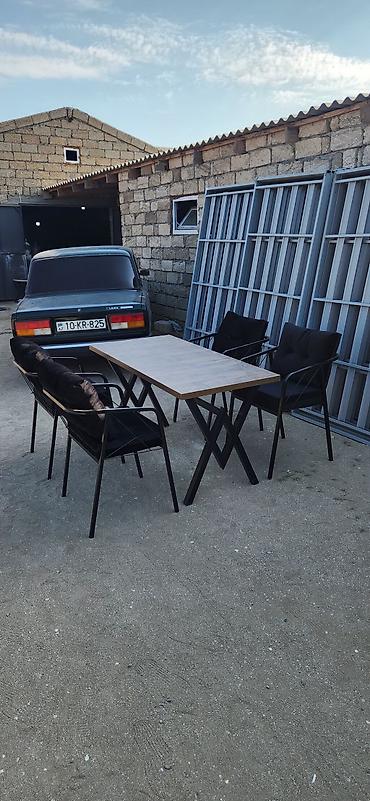 bar otracagi: Kafe/restoran/bağ üçün 1 masa + 4 stul dəsti - Masa: düzbucaqlı — 9