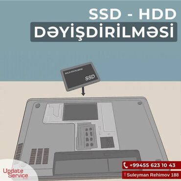 ремонт телефонов: SSD və HDD-lərin dəyişdirilməsi xidməti. Kompüterlərin yaddaşını