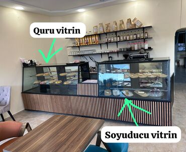 vitrin qolu: Kafe və şirniyyat obyektləri üçün vitrin dəsti - 2 bölmədən ibarət