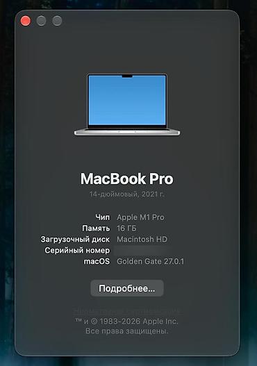 mac 2015: Б/у, Apple M1 Pro, ОЗУ, RAM: 16 ГБ — 7