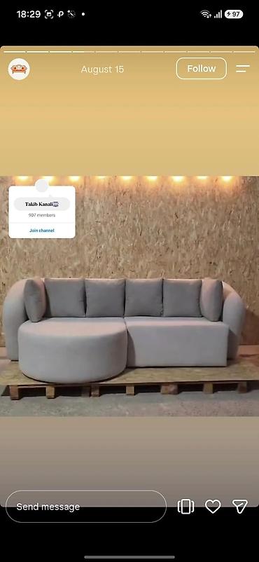 balaca stul: Modern yumşaq mebel – çevrilən divan və taxta karkaslı çarpayı Divan — 9