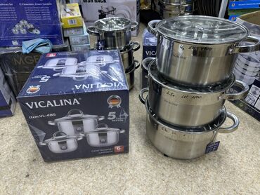 посуда из меди: Набор кастрюль VICALINA VL-485 (6 предметов) - Материал: нержавеющая