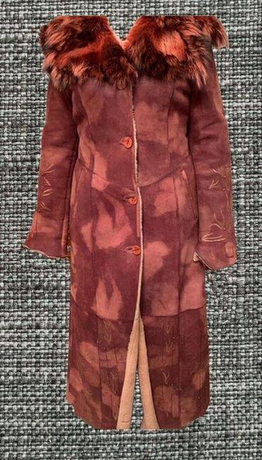 Другая женская одежда: Дубленка, необычная, шубка бордо, воротник мех, размер 48