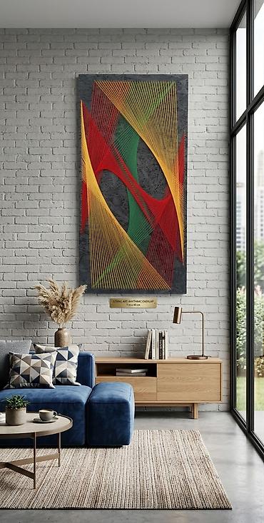 надувной шар: Панно в технике string art “Rhythmic Overlap” - Размер: 1 м × 40 см — 1