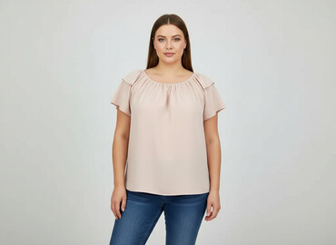 bluzki w serek plus size: SZACHOWNICA, Жіноча блуза, розмір XL