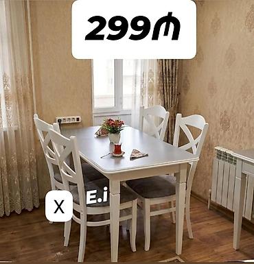 Mətbəx/qonaq otağı üçün yemək dəsti - Dəst: 1 masa + 4 stul - Rəng