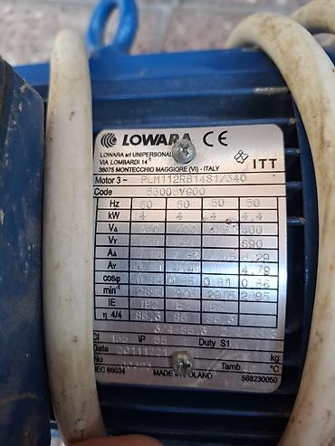 Автозапчасти: LOWARA elektrik mühərriki Model: PLM112RB14S1/340 (Motor 3~) Mənşə — 3