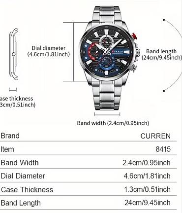 Aksesuarlar: Curren Chronograph kişi qol saatı - Brend: Curren - Funksiyalar — 5