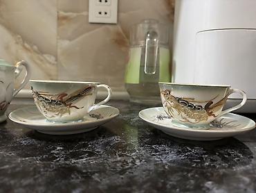 cay: Çay dəsti, rəng - Yaşıl, Farfor, Geisha, Yaponiya — 3