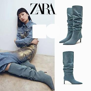 terrex ženske patike: ZARA ženske čizme do ispod kolena od teksasa - Model — 3
