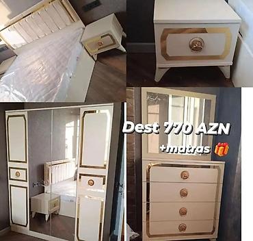 perla.az kataloq: Yataq otağı dəsti – klassik qızılı detallar ilə krem rəngdə. Tərkibi — 1