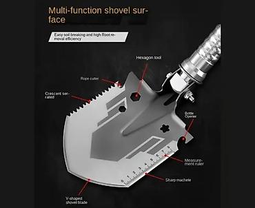 Qab-qacaq və mətbəx ləvazimatları: Çoxfunksiyalı metal kürək - Ümumi uzunluq: 32.5 sm (12.8 inç) - — 5