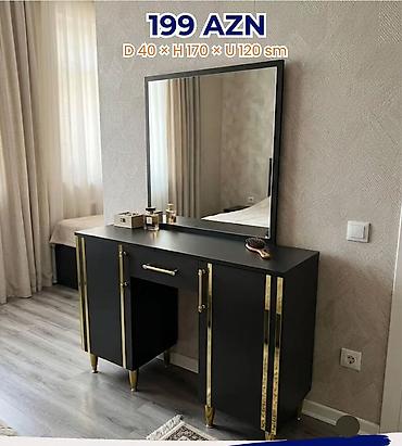 Komodlar: Qara rəngli, güzgülü makiyaj/komod dəsti. Minimalist və zərif dizayn — 1