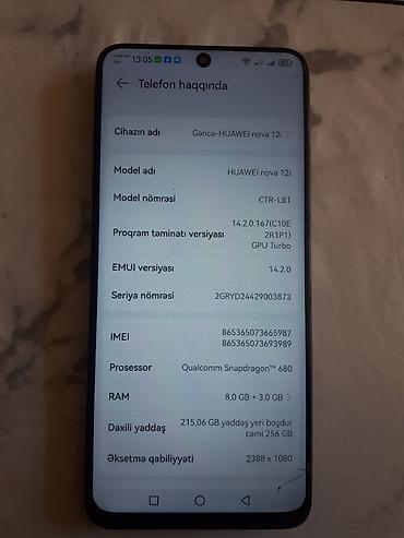 black berry passport: Huawei nova 12, 256 GB, rəng - Qara, Barmaq izi, İki sim kartlı, Face ID — 3
