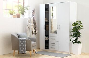 Sifarişlə dolablar: Düz dolab, Yataq otağı üçün, Paltar üçün, Açılan, Korpuslu, 3 qapılı — 4