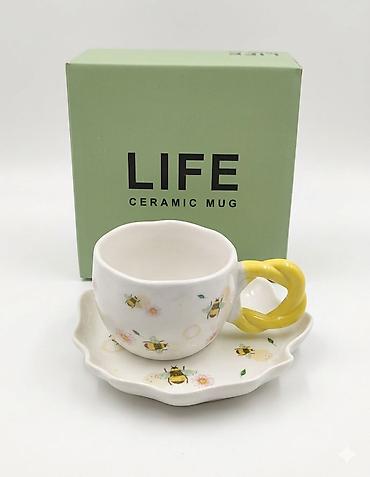 Керамический набор для чая/кофе LIFE: чашка с блюдцем в подарочной lalafo.kg да Керамический набор для чая/кофе LIFE: чашка с блюдцем в подарочной