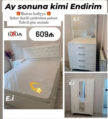 Komodlar: İkinəfərlik çarpayı, Dolab, Termo, 2 tumba, Azərbaycan, Yeni