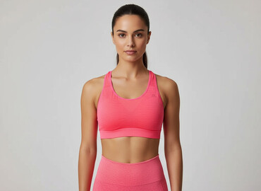 Бюстгальтери: Sportowy biustonosz top damski - Kolor: neonowy róż - Krój: racerback