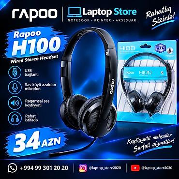 disk satışı: Rapoo H100 Mikrofonlu Qulaqlıq — 34 AZN 🎧 Rapoo H100 Wired Stereo — 1