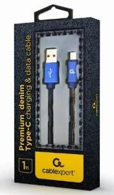 Kablovi za telefone: Cablexpert Premium Denim USB-A na USB-C kabl – 1 m - Tip konektora — 6